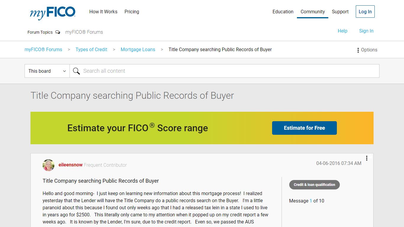 Title Company searching Public Records of Buyer - myFICO ...